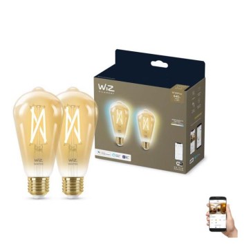 Komplet 2x LED prigušiva sijalica VINTAGE FILAMENT ST64 E27/6,7W/230V 2000-5000K Wi-Fi - WiZ