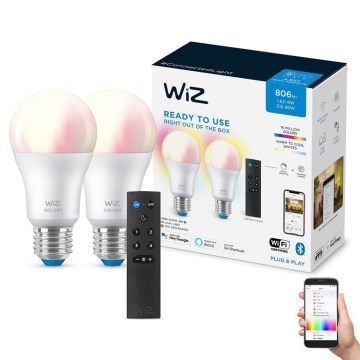 Komplet 2x LED RGBW prigušiva sijalica A60 E27/8,5W/230V 2200-6500K Wi-Fi + daljinski upravljač - WiZ