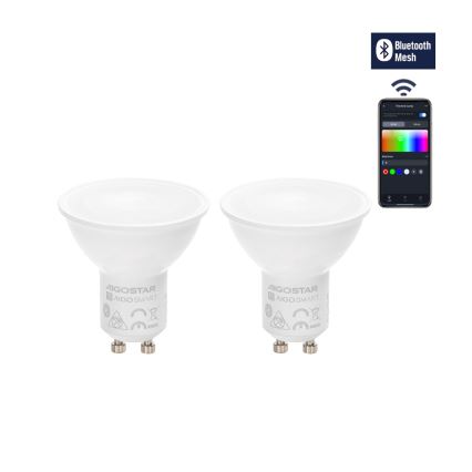 SET 2x LED RGBW prigušiva sijalica MESH Smart GU10/6,5W/230V 2700-6500K - Aigostar