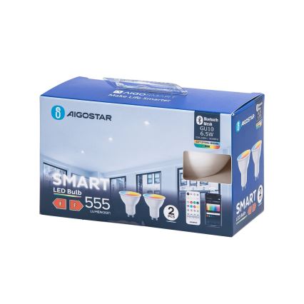 SET 2x LED RGBW prigušiva sijalica MESH Smart GU10/6,5W/230V 2700-6500K - Aigostar