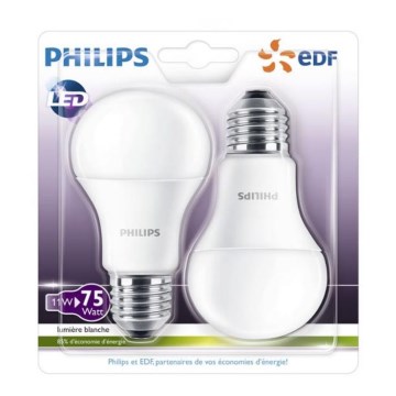 Komplet 2x LED sijalica Philips A60 E27/11W/230V 2700K