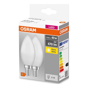 Komplet 2x LED sijalice B38, E14, 4,9 W, 230 V, 3000 K - Osram
