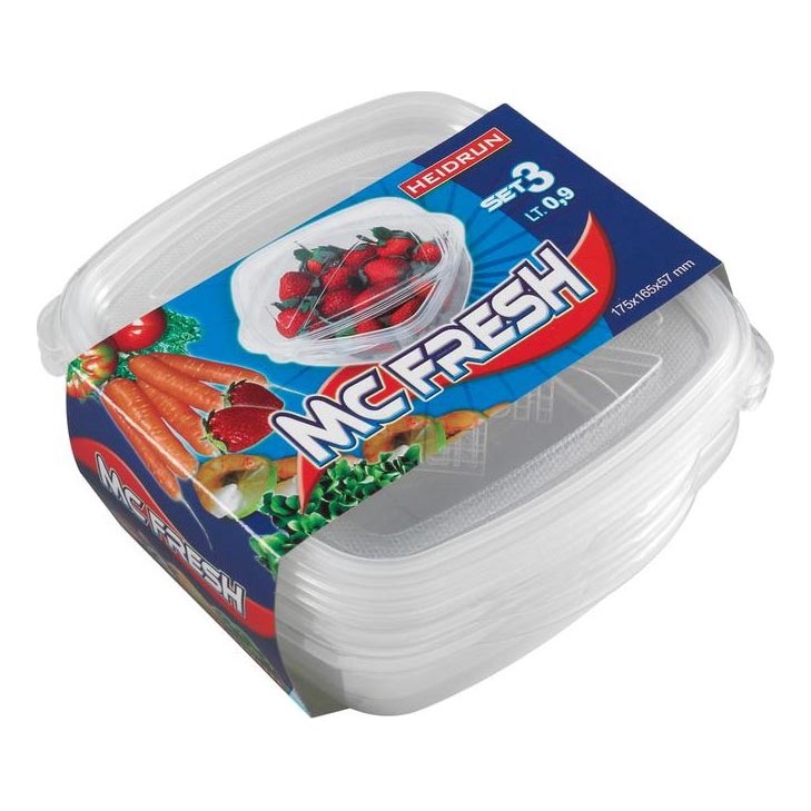 KOMPLET 3x kutija za hranu 0,9 l, prozirne