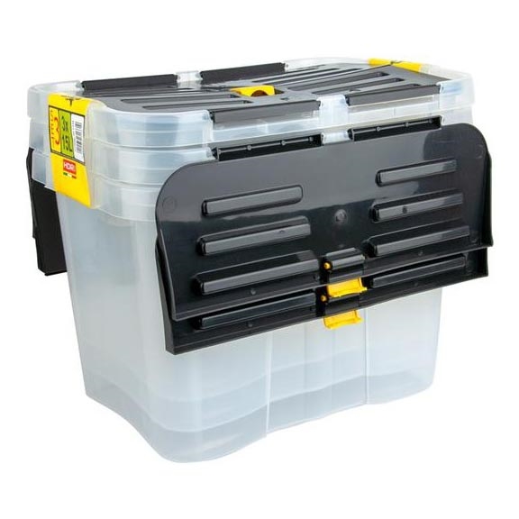 Komplet 3x kutija za odlaganje DRAGON 15 l, crna/prozirna