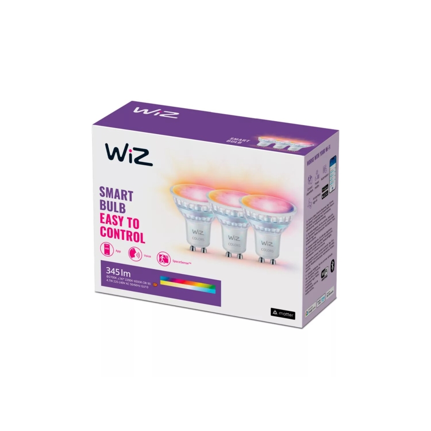 Komplet 3x LED RGBW prigušiva sijalica PAR16 GU10/4,7W/230V 2200-6500K Wi-Fi - WiZ