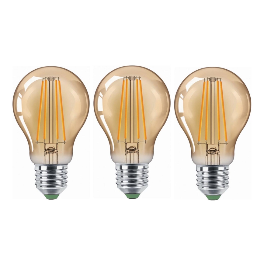 Komplet 3x LED sijalica CLASIC AMBER A60 E27/9W/230V 2200K - Brilagi