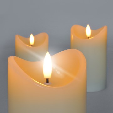 Komplet 3x LED sveće od prirodnog voska LED/3xAAA/topla bela