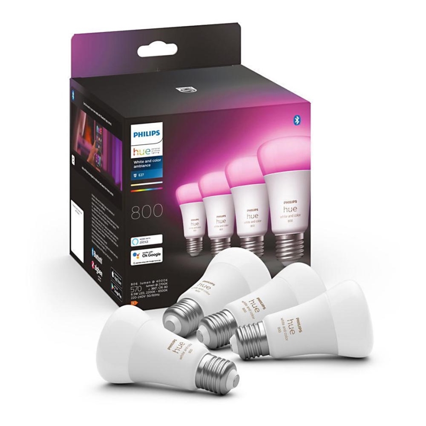 Komplet 4x LED prigušiva sijalica Philips Hue White And Color Ambiance E27/6,5W/230V 2000-6500K