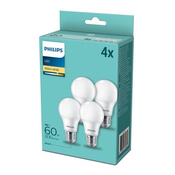 Komplet 4x LED sijalice Philips E27/8W/230V 2700K