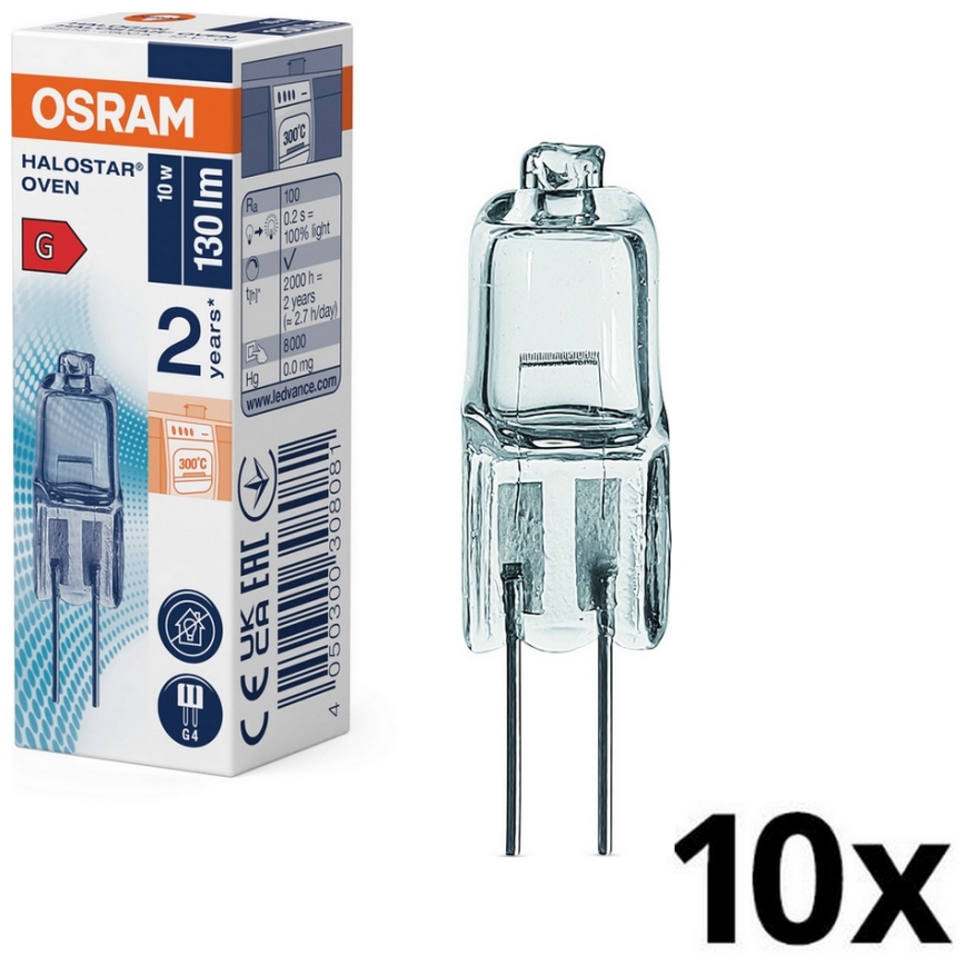 Komplet od 10 sijalica za rernu HALOSTAR G4/10W/12V 2700K - Osram