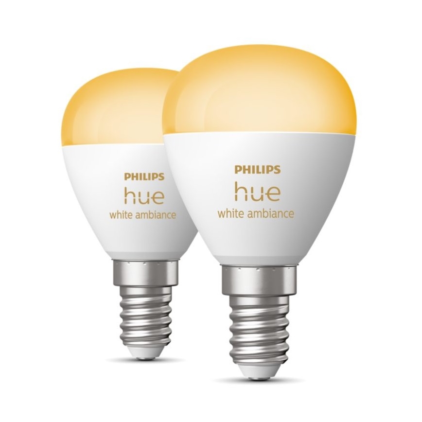 KOMPLET 2x LED prigušiva sijalica Philips Hue WHITE AMBIANCE P45 E14/5,1W/230V 2200-6500K