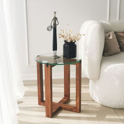 Komplet od 2 pomoćna stočića AMALFI, prečnik 40 cm, braon/proziran