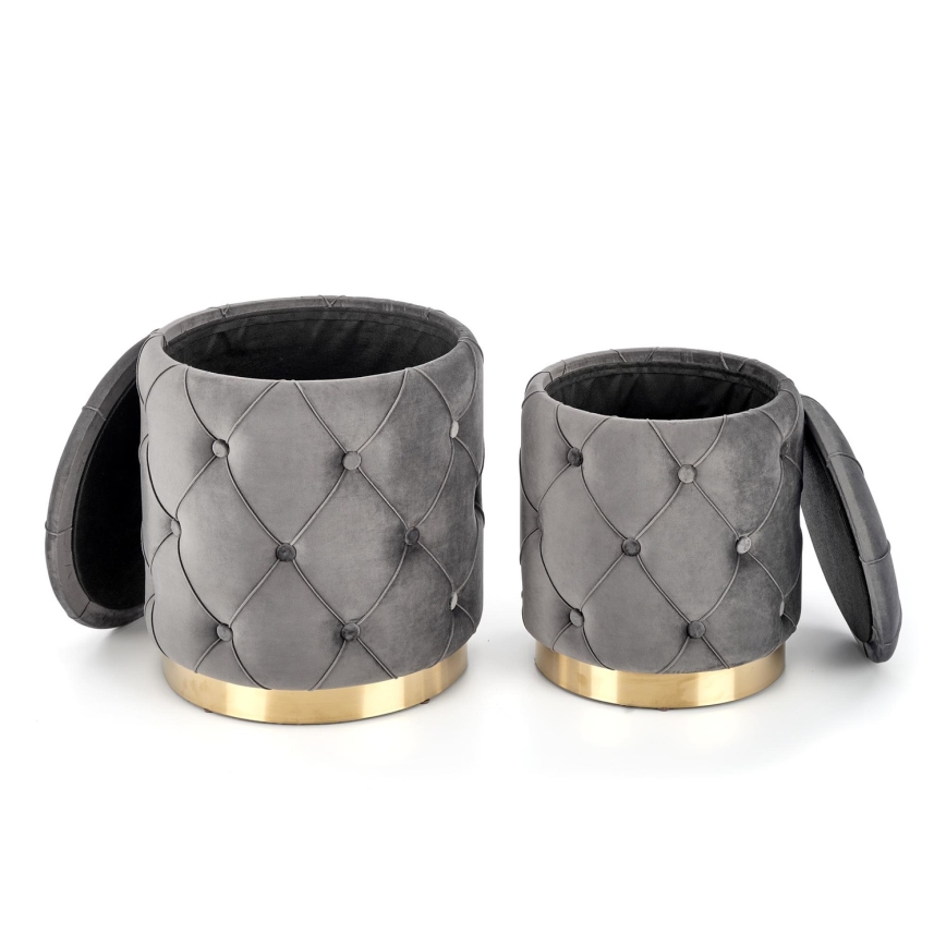 Komplet od 2 taburea POLLY, prečnik 40/44 cm, siva/zlatna