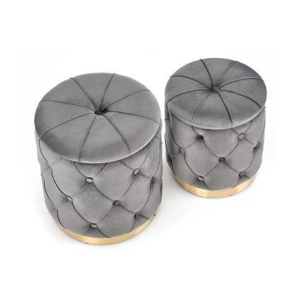 Komplet od 2 taburea POLLY, prečnik 40/44 cm, siva/zlatna