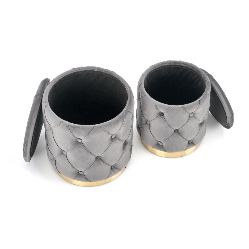 Komplet od 2 taburea POLLY, prečnik 40/44 cm, siva/zlatna