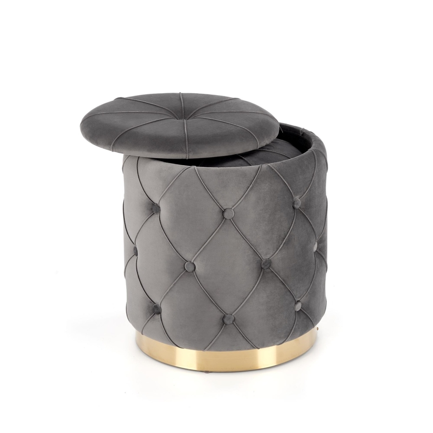 Komplet od 2 taburea POLLY, prečnik 40/44 cm, siva/zlatna