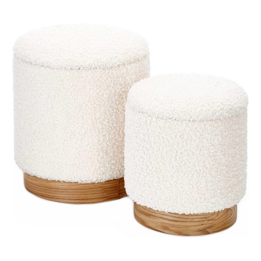 Komplet od 2 tabureta CANCUN, prečnik 31/38 cm, bela/smeđa