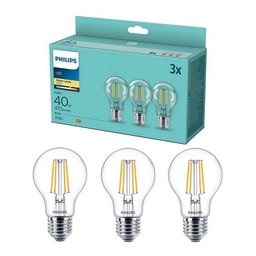 Komplet od 3 LED sijalica VINTAGE Philips E27/4,3W/230V 2700K