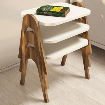 Komplet od 3 pomoćna stolića PARIS, krem/braon