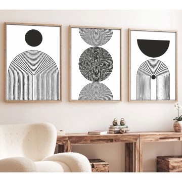 Komplet od 3 slike u foto-ramovima 50x70 cm, crno-bele