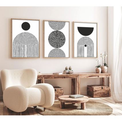 Komplet od 3 slike u foto-ramovima 50x70 cm, crno-bele