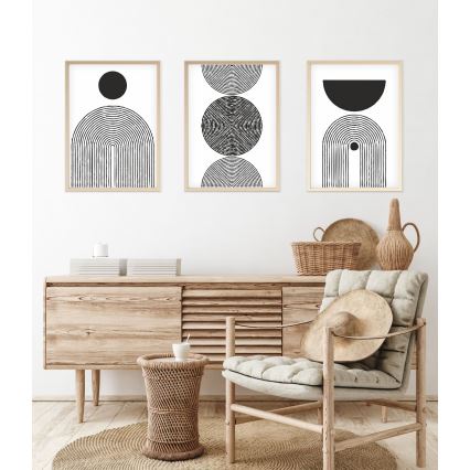 Komplet od 3 slike u foto-ramovima 50x70 cm, crno-bele