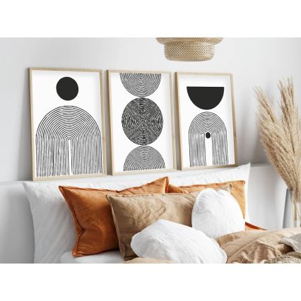 Komplet od 3 slike u foto-ramovima 50x70 cm, crno-bele