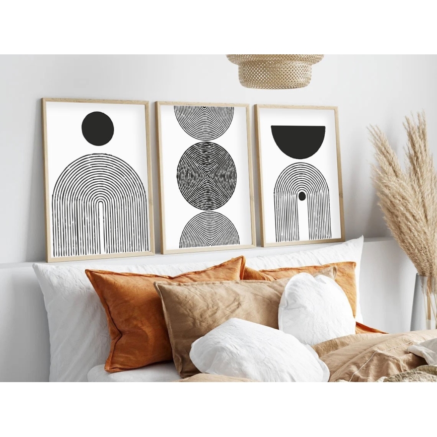 Komplet od 3 slike u foto-ramovima 50x70 cm, crno-bele