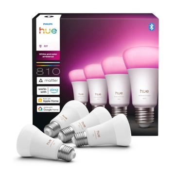 Komplet od 4 prigušiva LED sijalica Philips Hue WHITE AND COLOR AMBIANCE E27/6W/230V 1000-20000K