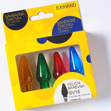 Komplet od 4 zamenskih sijalica FELICIA E10/14V/0,1A u boji, proizvedeno u Češkoj