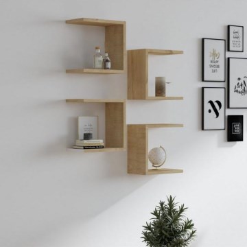 Komplet od 4 zidne police BASE, braon