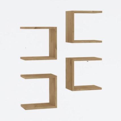 Komplet od 4 zidne police BASE, braon