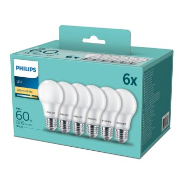 Komplet od 6 LED sijalica Philips E27/8W/230V 2700K