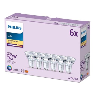 Komplet od 6 LED sijalica Philips GU10, 4,6 W, 230 V, 2700 K