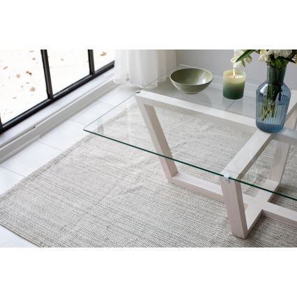 Konferencijski stočić AMALFI 35x105 cm, borovina/prozirno staklo