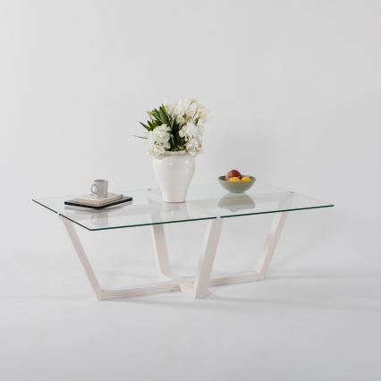 Konferencijski stočić AMALFI 35x105 cm, borovina/prozirno staklo