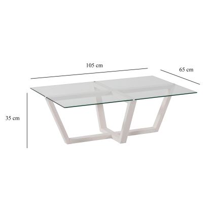 Konferencijski stočić AMALFI 35x105 cm, borovina/prozirno staklo