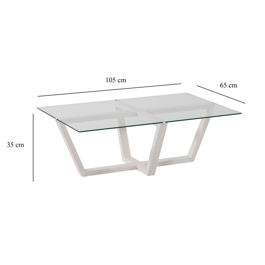 Konferencijski stočić AMALFI 35x105 cm, borovina/prozirno staklo