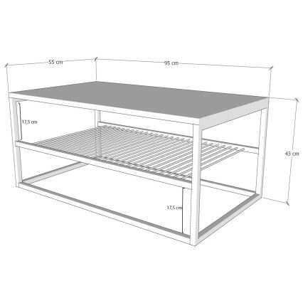 Konferencijski stočić ASUDE 43x95 cm crna/bela