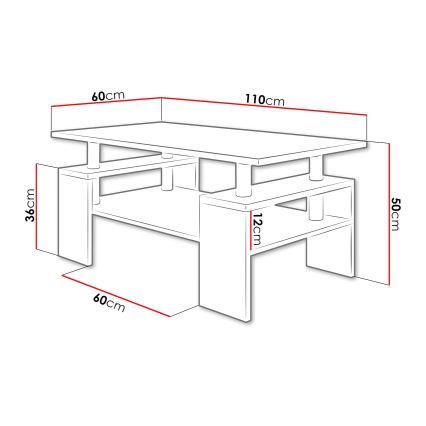 Konferencijski stočić CUBE 50x110 cm beo