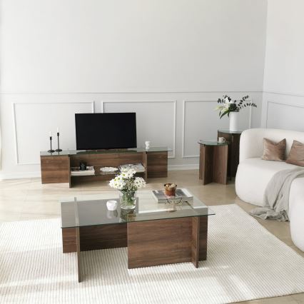 Konferencijski stočić ESCAPE 40x105 cm braon/proziran