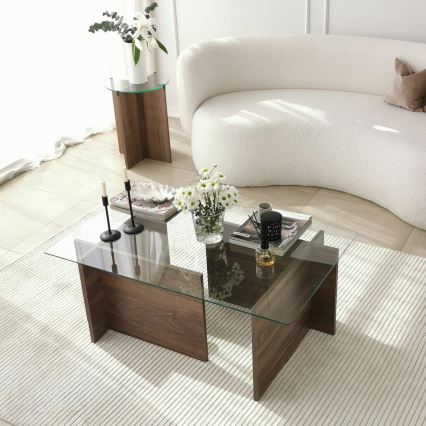 Konferencijski stočić ESCAPE 40x105 cm braon/proziran