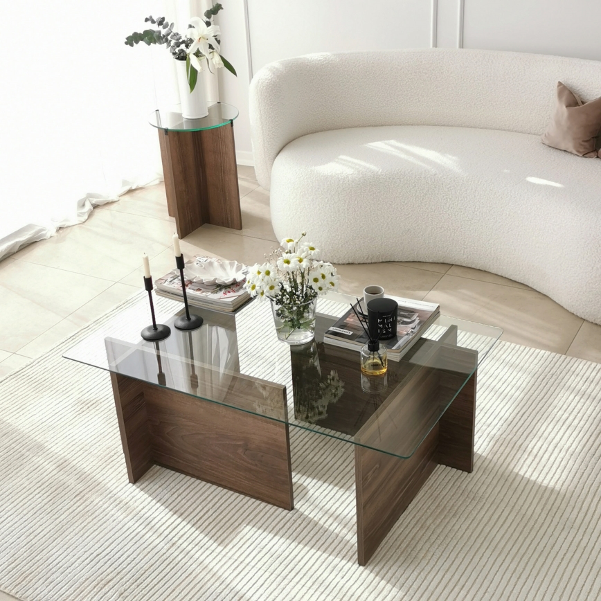 Konferencijski stočić ESCAPE 40x105 cm braon/proziran