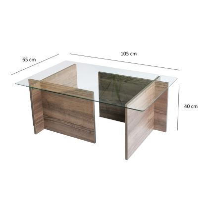 Konferencijski stočić ESCAPE 40x105 cm braon/proziran