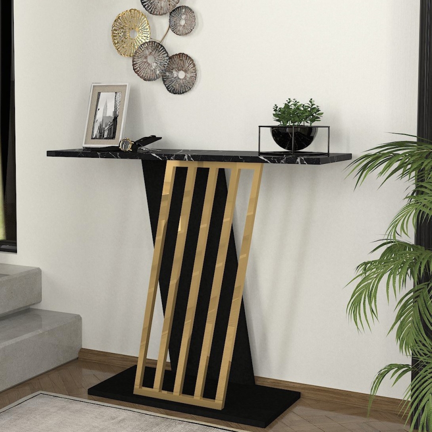 Konzolni stolić GRAVITY 76,8x90 cm crno/zlatna