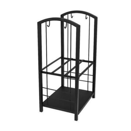 Korpa za drva sa priborom za kamin 30x40x73 cm crna