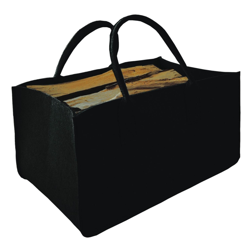Korpa za drva sa ručkama od filca 27x50 cm crno