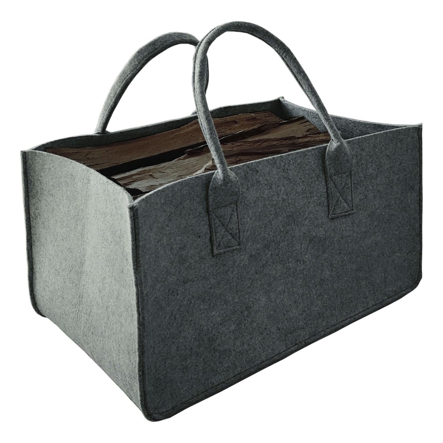 Korpa za drva sa ručkama od filca 27x50 cm sivo