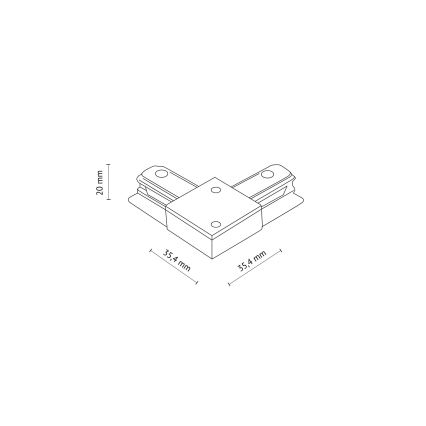 Krajnja kapica za šinski sistem, 1-fazna TRACER, ugaona, bela