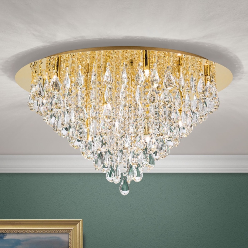 Kristalna plafonjera CELESTE 12xG9/40W/230V pr. 75 cm zlatna